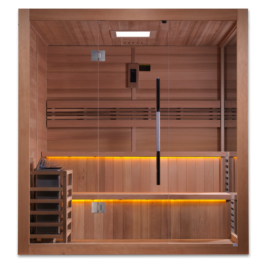 Customization fee for the Relax 6 sauna: size modified to 71"W x 60"D x 82"H, and changed to double-tier seating.