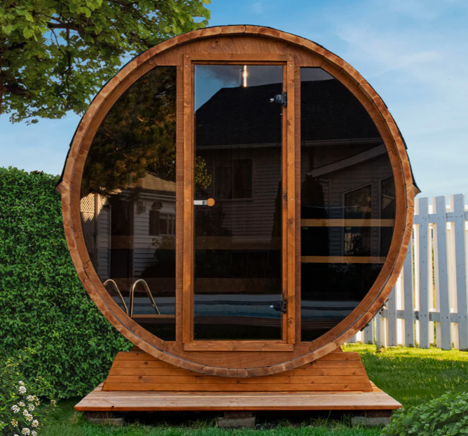 Price difference for customizing the Air 3 door glass style on the SAUNAONES™ Barrel Sauna Serenity Nature Air 4.