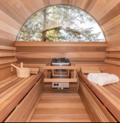 SAUNAONES™ Barrel Sauna Serenity Nature Air 7-half moon window