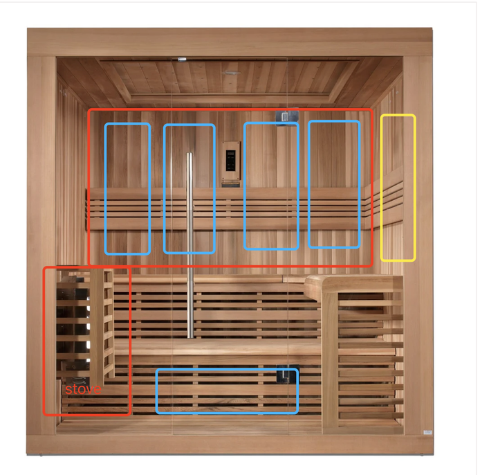 SAUNAONES™ 6 PERSON TRADITIONAL STEAM SAUNA MODERN RELAX 3 Dual-system customization fee