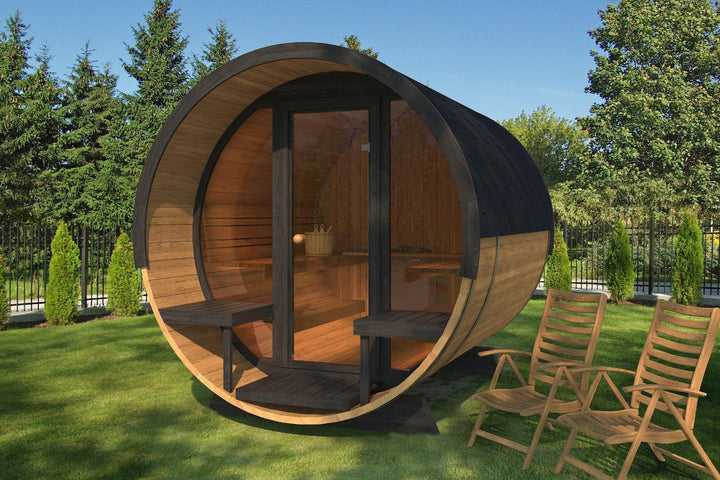 SAUNAONES™ Barrel Sauna Serenity Nature Air 7-half moon window