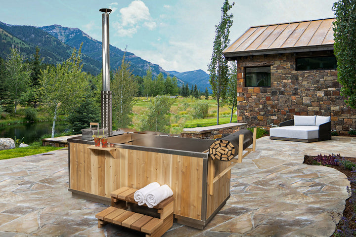 SAUNAONES™ Outdoor Red Cedar Wooden Hot Tub